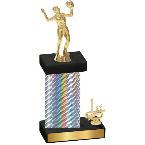 Accented Single Silver Carbon Fiber First Place Volleyball Trophy