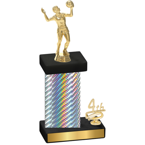 Accented Single Silver Carbon Fiber Fourth Place Volleyball Trophy