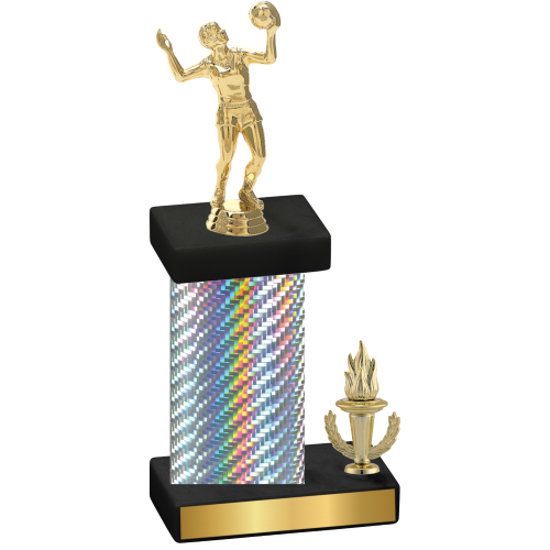 Accented Single Silver Carbon Fiber Victory Volleyball Trophy