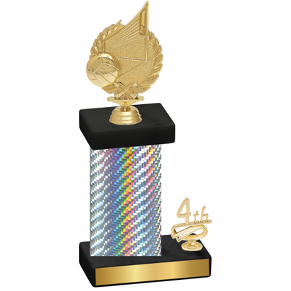 Accented Single Silver Carbon Fiber Fourth Place Volleyball Trophy