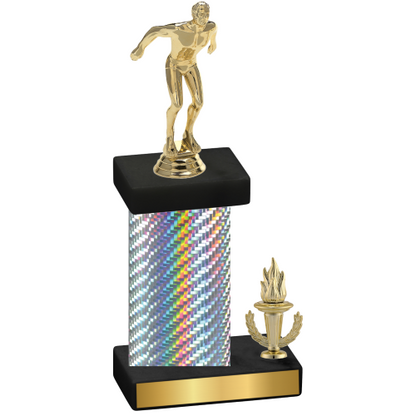 Accented Single Silver Carbon Fiber Victory Swimming Trophy