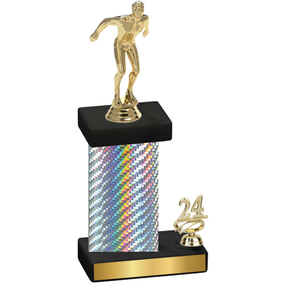 Accented Single Silver Carbon Fiber Year Swimming Trophy