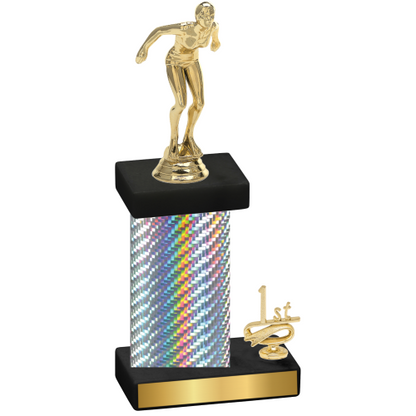 Accented Single Silver Carbon Fiber First Place Tennis Trophy