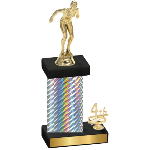 Accented Single Silver Carbon Fiber Fourth Place Tennis Trophy