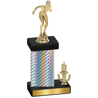 Accented Single Silver Carbon Fiber Victory Tennis Trophy