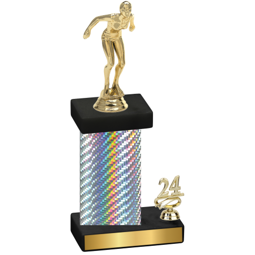 Accented Single Silver Carbon Fiber Year Tennis Trophy