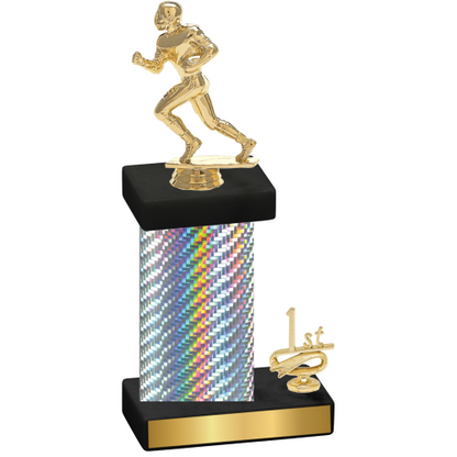 Accented Single Silver Carbon Fiber First Place Football Trophy