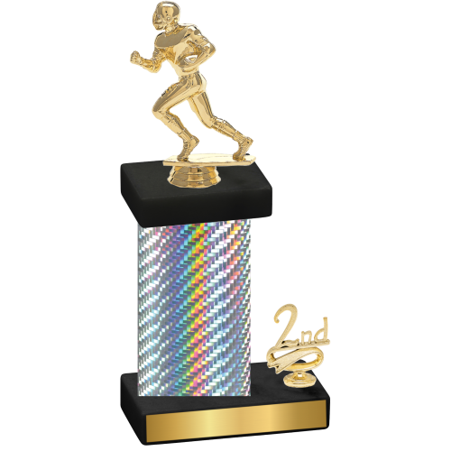 Accented Single Silver Carbon Fiber Second Place Football Trophy