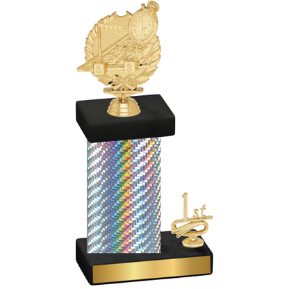 Accented Single Silver Carbon Fiber First Place Swimming Trophy