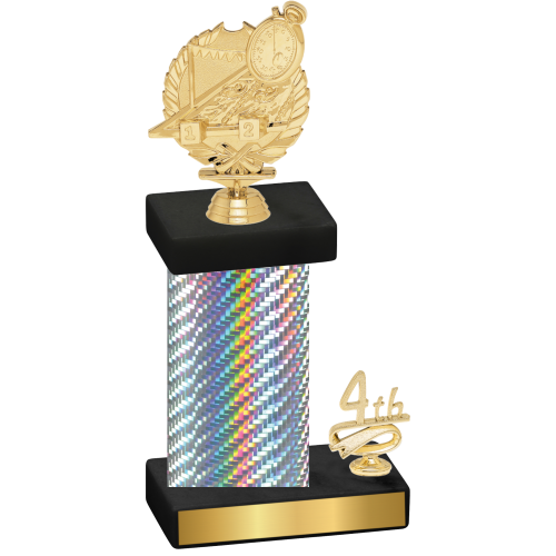 Accented Single Silver Carbon Fiber Fourth Place Swimming Trophy