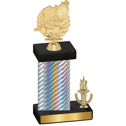 Accented Single Silver Carbon Fiber Victory Swimming Trophy