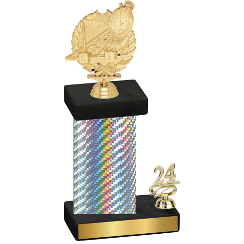 Accented Single Silver Carbon Fiber Year Swimming Trophy