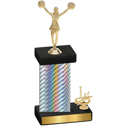 Accented Single Silver Carbon Fiber First Place Cheerleading Trophy