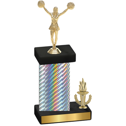 Accented Single Silver Carbon Fiber Victory Cheerleading Trophy