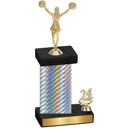 Accented Single Silver Carbon Fiber Year Cheerleading Trophy