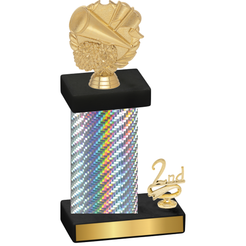 Accented Single Silver Carbon Fiber Second Place Cheerleading Trophy