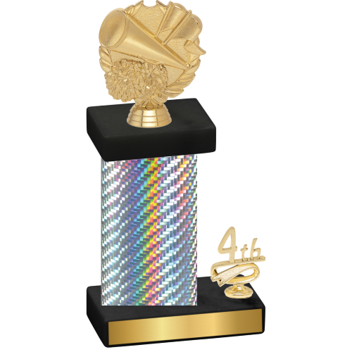 Accented Single Silver Carbon Fiber Fourth Place Cheerleading Trophy