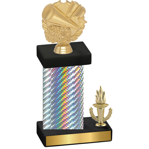 Accented Single Silver Carbon Fiber Victory Cheerleading Trophy