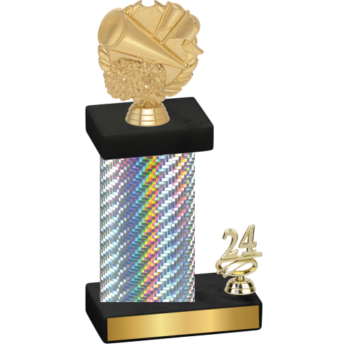 Accented Single Silver Carbon Fiber Year Cheerleading Trophy