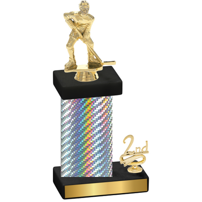 Accented Single Silver Carbon Fiber Second Place Hockey Trophy