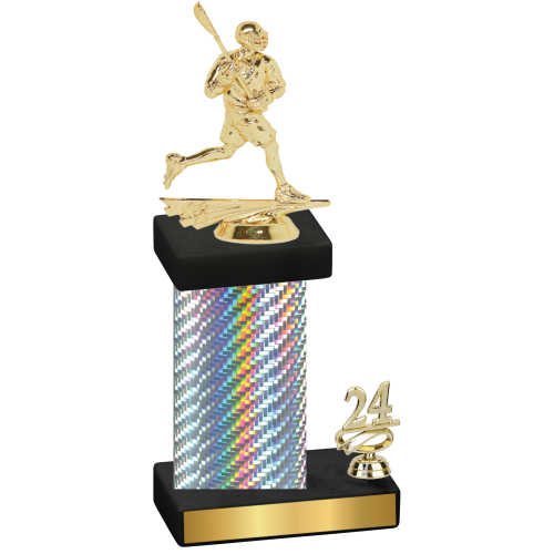 Accented Single Silver Carbon Fiber Year Lacrosse Trophy