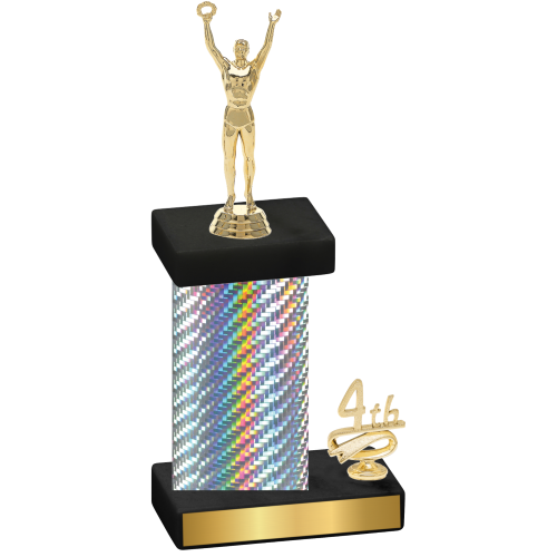 Accented Single Silver Carbon Fiber Fourth Place Victory Trophy