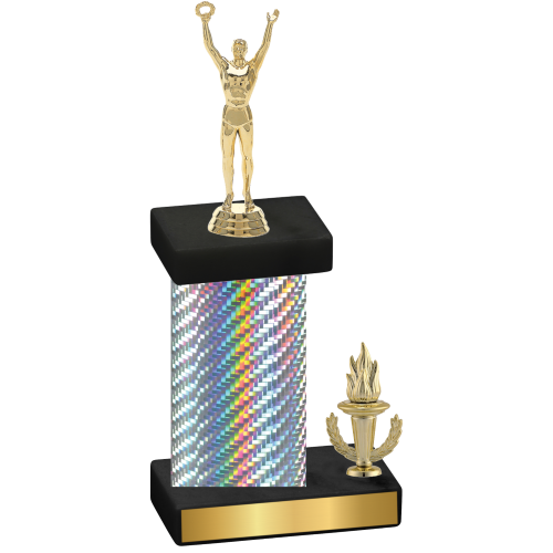 Accented Single Silver Carbon Fiber Victory Victory Trophy