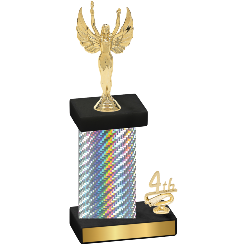 Accented Single Silver Carbon Fiber Fourth Place Victory Trophy