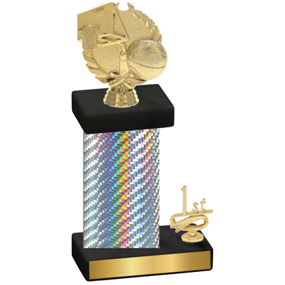 Accented Single Silver Carbon Fiber First Place Basketball Trophy