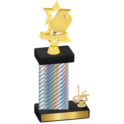 Accented Single Silver Carbon Fiber First Place Pickleball Trophy