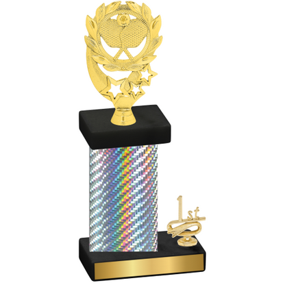 Accented Single Silver Carbon Fiber First Place Pickleball Trophy