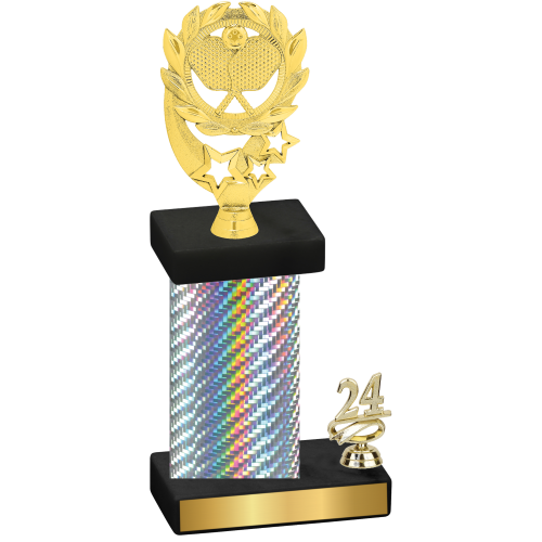 Accented Single Silver Carbon Fiber Year Pickleball Trophy