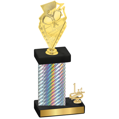 Accented Single Silver Carbon Fiber First Place Pickleball Trophy