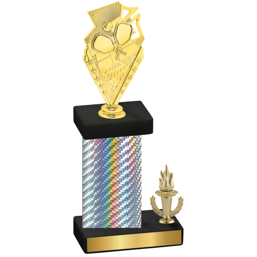 Accented Single Silver Carbon Fiber Victory Pickleball Trophy