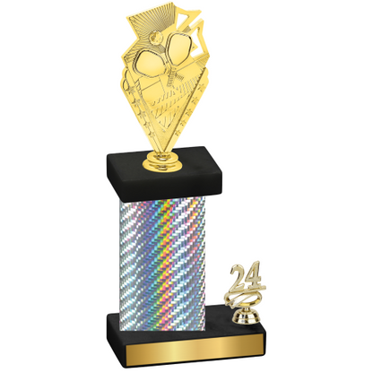 Accented Single Silver Carbon Fiber Year Pickleball Trophy