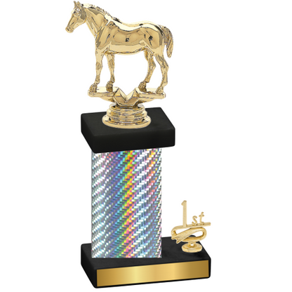 Accented Single Silver Carbon Fiber First Place Horses Trophy