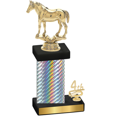 Accented Single Silver Carbon Fiber Fourth Place Horses Trophy