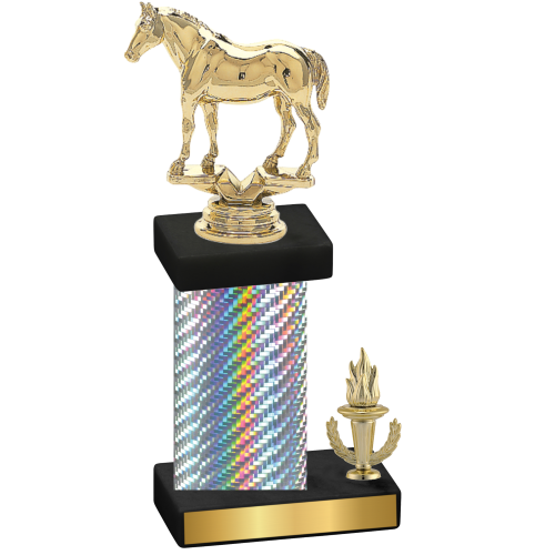 Accented Single Silver Carbon Fiber Victory Horses Trophy