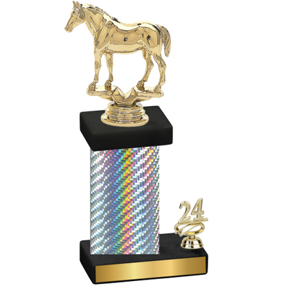 Accented Single Silver Carbon Fiber Year Horses Trophy