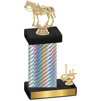 Accented Single Silver Carbon Fiber First Place Horses Trophy