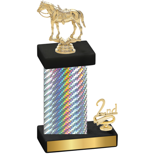 Accented Single Silver Carbon Fiber Second Place Horses Trophy