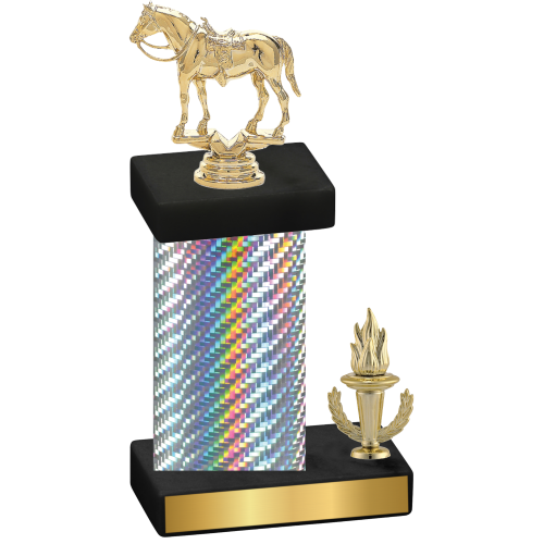 Accented Single Silver Carbon Fiber Victory Horses Trophy