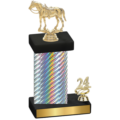 Accented Single Silver Carbon Fiber Year Horses Trophy