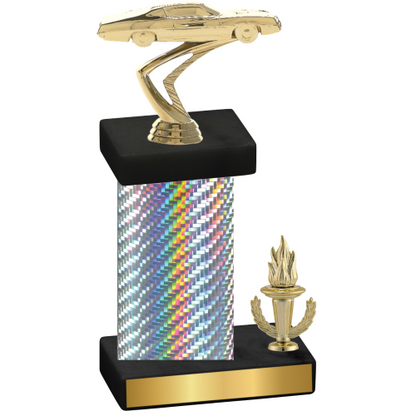 Accented Single Silver Carbon Fiber Victory Cars Trophy