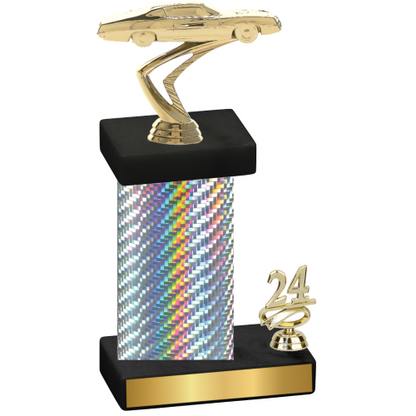 Accented Single Silver Carbon Fiber Year Cars Trophy