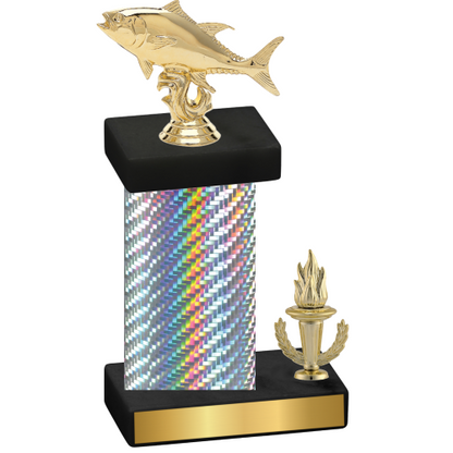 Accented Single Silver Carbon Fiber Victory Fishing Trophy