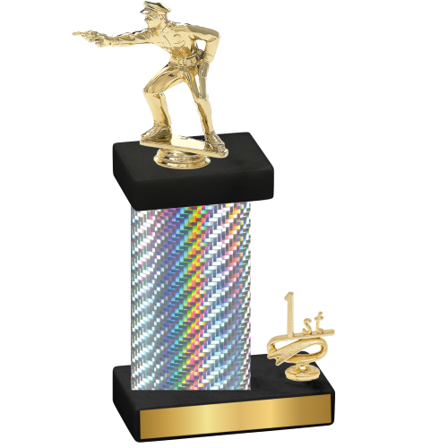 Accented Single Silver Carbon Fiber First Place Shooter Trophy