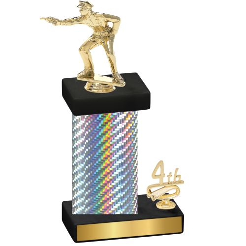 Accented Single Silver Carbon Fiber Fourth Place Shooter Trophy
