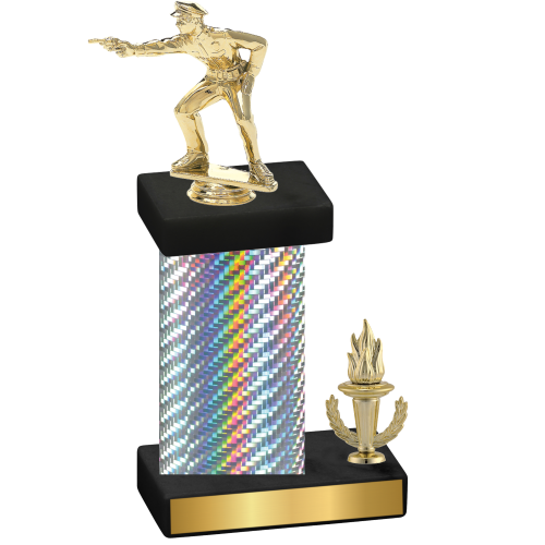 Accented Single Silver Carbon Fiber Victory Shooter Trophy