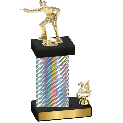 Accented Single Silver Carbon Fiber Year Shooter Trophy